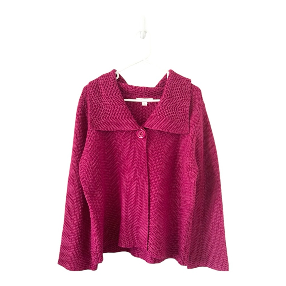 JM Collection Pink Textured One Snap Button Drape‎ Sweater Cardigan Size XL